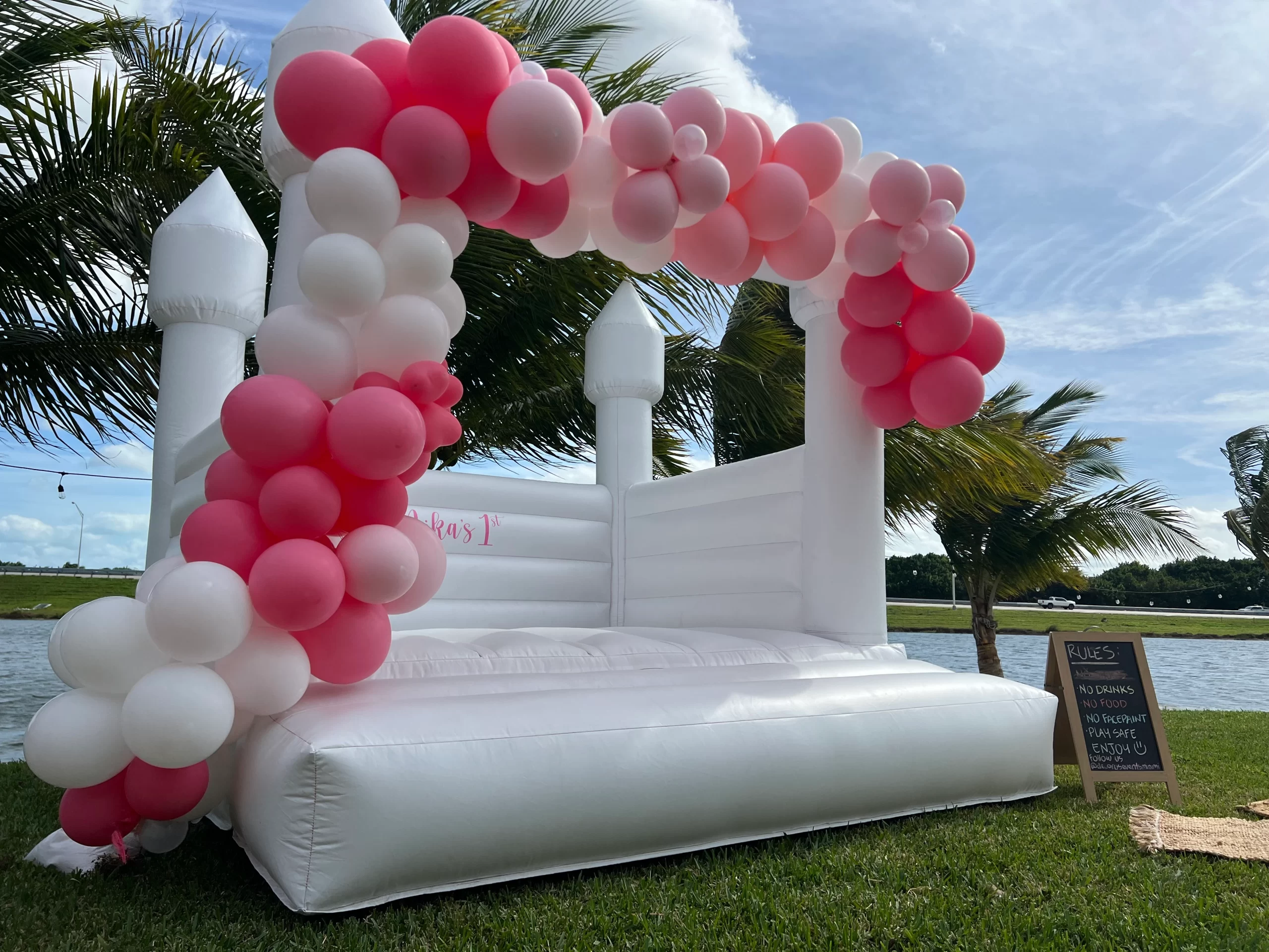 white bounce house rental miami